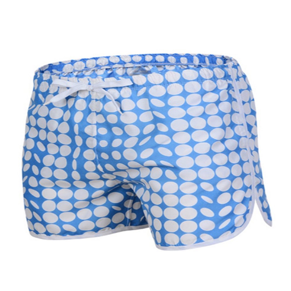 Letuwj Mens Quick-Drying Swimwear Printed Tropical Style Beach Shorts Blue Dots Large