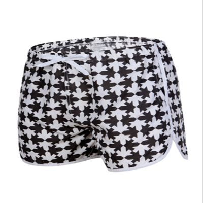 Letuwj Mens Quick-Drying Swimwear Printed Tropical Style Beach Shorts Black+White 1 Small