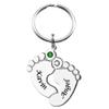 Ouslier 925 Sterling Silver Personalized Baby Feet Keychain with Birthstone Custom Made with Any Names (Style 2) view 1
