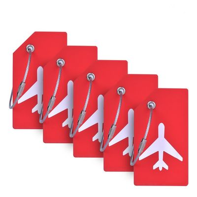 5PCS Silicon Luggage Tags Business Card Holder Travel ID Bag Tag Red Color by Ovener