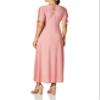 Star Vixen Women's Short/Slit Sleeve Keyhole-Back Skater Seam Maxi Dress, Solid Mauve, S view 2