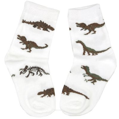 Country Kids Real Dinosaurs White Socks, Little Boys, Size 6-7