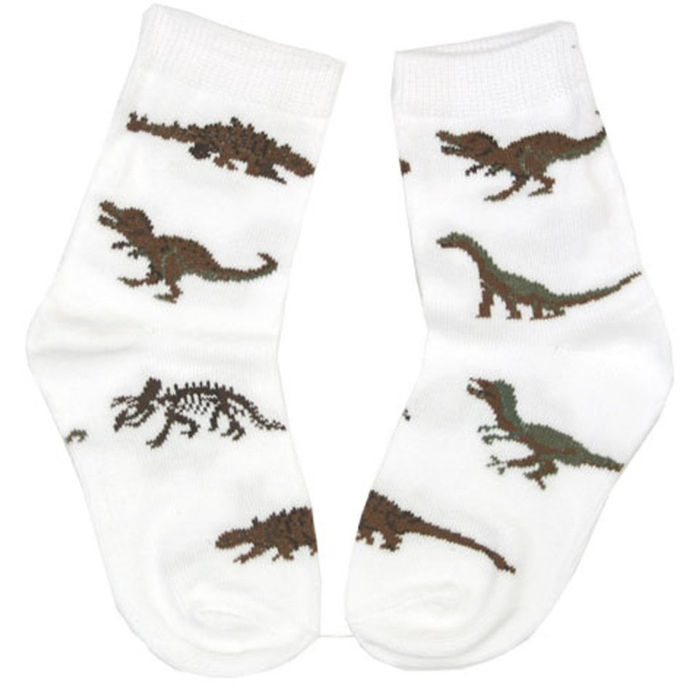 Country Kids Real Dinosaurs White Socks, Little Boys, Size 6-7