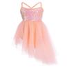 CHICTRY Girls Children Shiny Sparkle Ballet Skirted Dance Leotard Dress Fancy Party Costume Orange 3-4 view 1