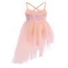 CHICTRY Girls Children Shiny Sparkle Ballet Skirted Dance Leotard Dress Fancy Party Costume Orange 3-4 view 2