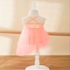 CHICTRY Girls Children Shiny Sparkle Ballet Skirted Dance Leotard Dress Fancy Party Costume Orange 3-4 view 4