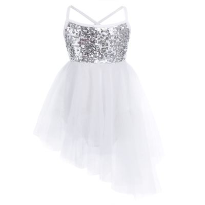 CHICTRY Girls Children Shiny Sparkle Ballet Skirted Dance Leotard Dress Fancy Party Costume Ivory 3-4