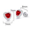 925 Sterling Silver Rhodium Plated Dark Red Heart Cubic Zirconia Screwback Baby Girls Earrings view 2