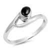 Simulated Black Onyx Polished Solitaire Simple Ring .925 Sterling Silver Band Size 7 view 1