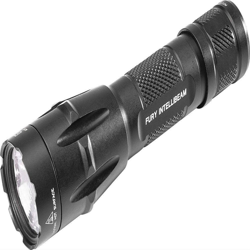 SureFire Fury Dual-Fuel Intellibeam Auto-Adjusting 15-1500 LU LED Black Flashlight Fury-IB-DF