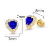 14k Gold Plated Brass Dark Blue Heart Screwback Children Earrings with Sterling Silver Post view 2