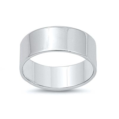 Cigar Wedding 8mm Wide Flat Men's Ring New .925 Sterling Silver Band Size 9