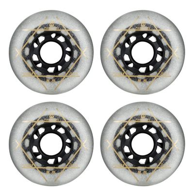 SzBlaZe 88A PU Wear Resist Sliding FSK Inline Roller Skate Replacement Wheels Without Bearings (Pack of 4) 72mm 76mm 80mm for Inline Skate Wave Board Caster Board Street Surf(White, 72mm)