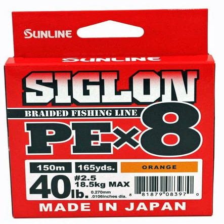 Sunline 63053500 Siglon PEx8 8-Strand Braided Line 40lb 165yd Orange Tight Weave Low Diameter