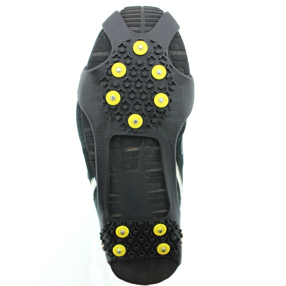 Ice Cleats Grippers for Shoes and Boots 24 Teeth Crampons 10 Teeth Tiny Spikes Ice Cleats for Walk on Ice Snow and Freezing Mud (10-Teeth-B, S)