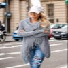 Women's Open Front Knited Tassels Slash Loose Cardigan Crew Neck Speckled Fringe Sweater Outwear Light Grey view 4