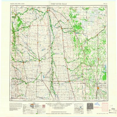 YellowMaps Thief River Falls MN topo map, 1:250000 Scale, 1 X 2 Degree, Historical, 1967, Updated 1967, 22.3 x 28.8 in - Tyvek