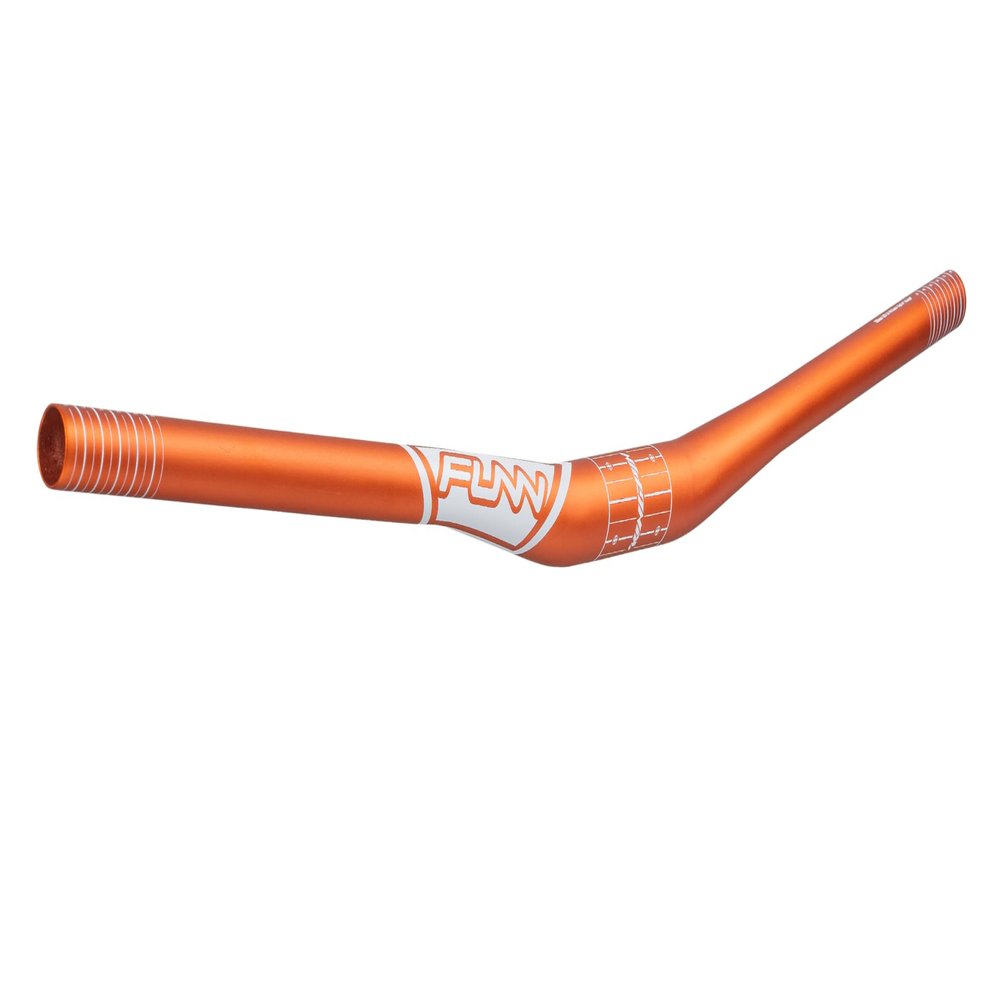 Funn Kingpin Mountain Bike Handlebar with Bar Clamp 31.8mm and Width 785mm, Tough and Lightweight Alloy Riser Handlebar for MTB, BMX and Road Bike, Rise 15mm MTB Handlebar (Orange)