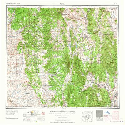 YellowMaps Aztec NM topo map, 1:250000 Scale, 1 X 2 Degree, Historical, 1965, 22.1 x 32.1 in - Tyvek