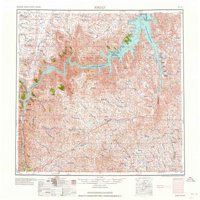 YellowMaps Jordan MT topo map, 1:250000 Scale, 1 X 2 Degree, Historical, 1964, 22.2 x 29.3 in - Tyvek