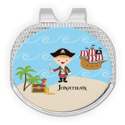 YouCustomizeIt Personalized Pirate Scene Golf Ball Marker - Hat Clip - Silver