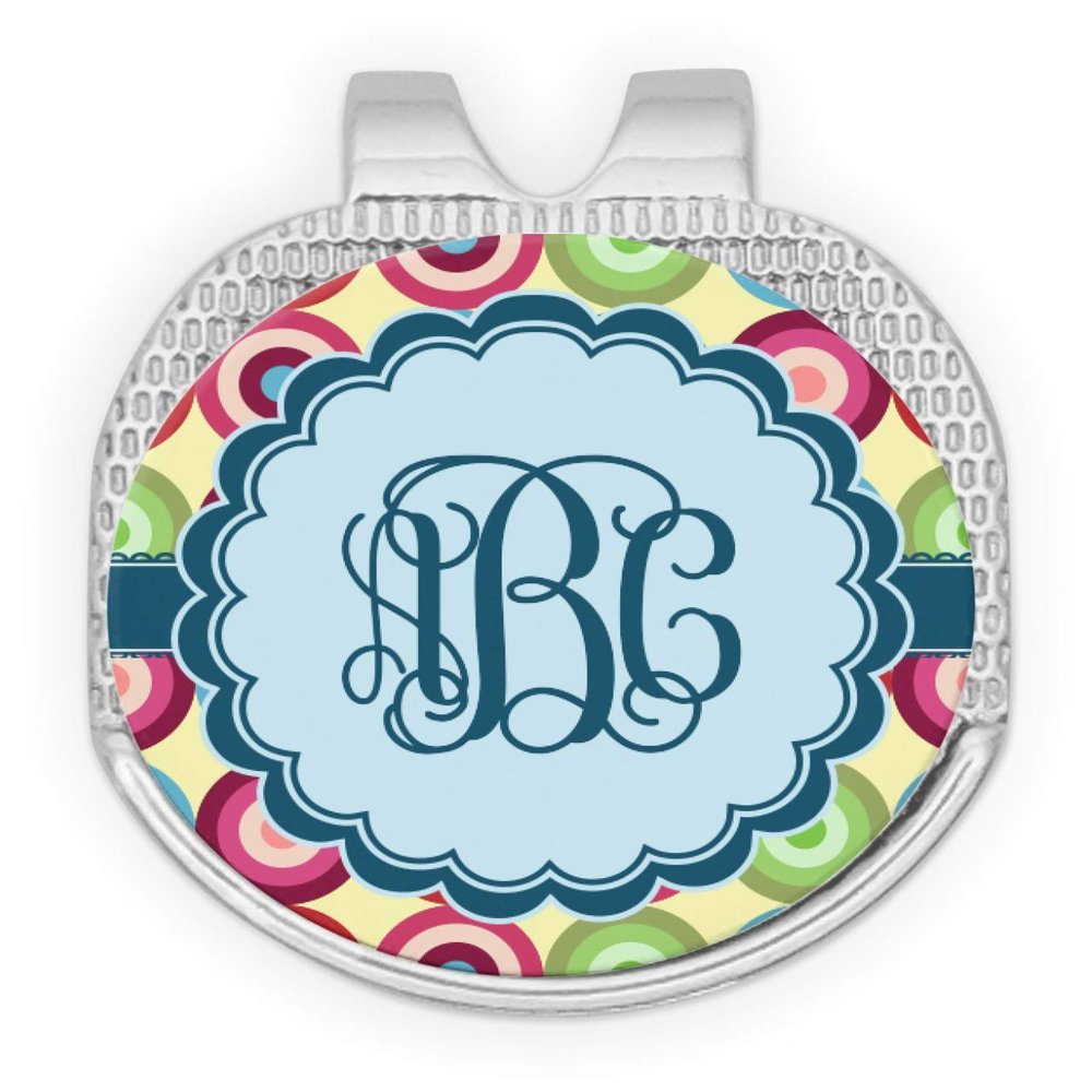 YouCustomizeIt Personalized Retro Circles Golf Ball Marker - Hat Clip - Silver