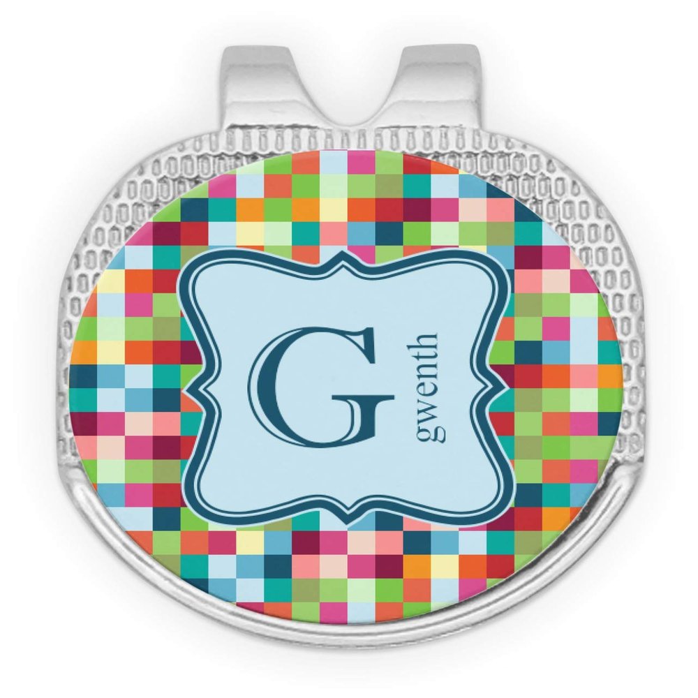YouCustomizeIt Personalized Retro Pixel Squares Golf Ball Marker - Hat Clip - Silver