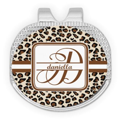 RNK Shops Personalized Leopard Print Golf Ball Marker - Hat Clip - Silver