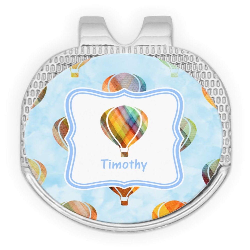 YouCustomizeIt Personalized Watercolor Hot Air Balloons Golf Ball Marker - Hat Clip - Silver