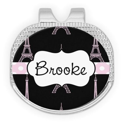 YouCustomizeIt Personalized Black Eiffel Tower Golf Ball Marker - Hat Clip - Silver