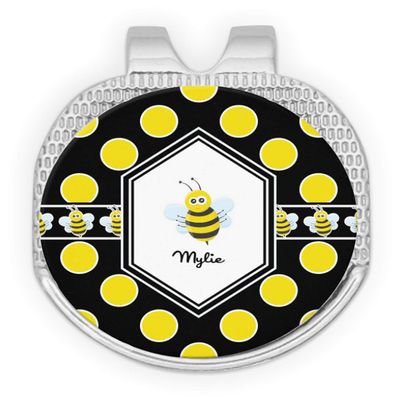 YouCustomizeIt Personalized Bee & Polka Dots Golf Ball Marker - Hat Clip - Silver