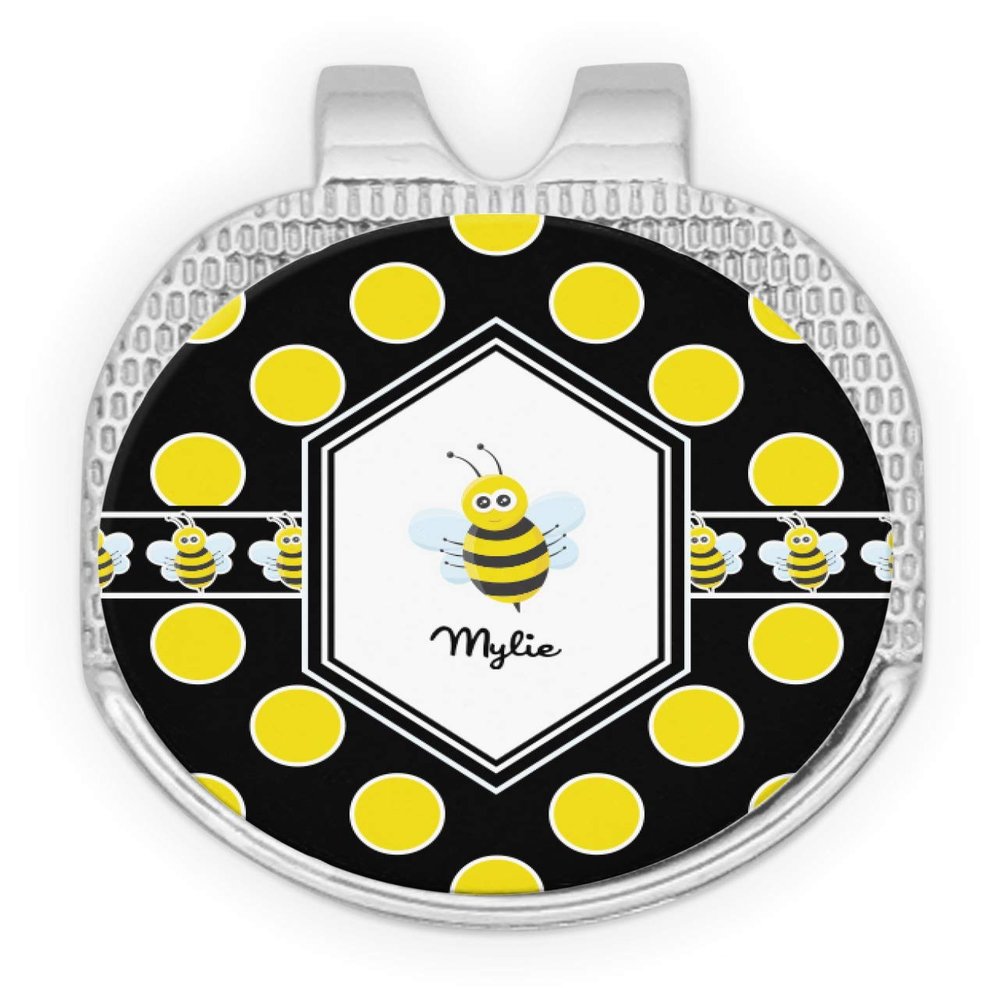 YouCustomizeIt Personalized Bee & Polka Dots Golf Ball Marker - Hat Clip - Silver