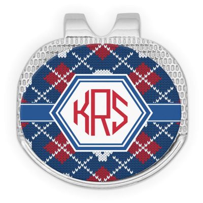 YouCustomizeIt Personalized Knitted Argyle & Skulls Golf Ball Marker - Hat Clip - Silver
