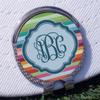 YouCustomizeIt Personalized Retro Horizontal Stripes Golf Ball Marker - Hat Clip - Silver view 3