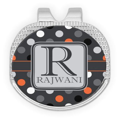 YouCustomizeIt Personalized Gray Dots Golf Ball Marker - Hat Clip - Silver