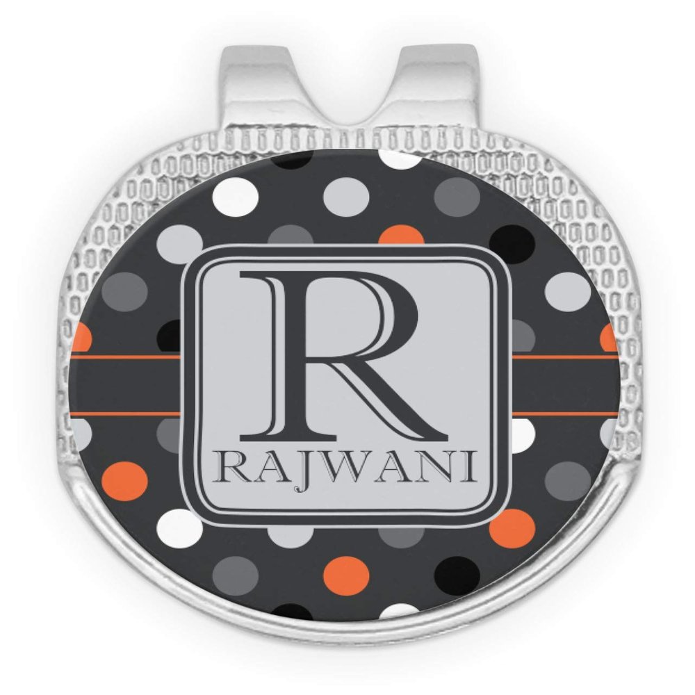 YouCustomizeIt Personalized Gray Dots Golf Ball Marker - Hat Clip - Silver