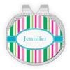 YouCustomizeIt Personalized Grosgrain Stripe Golf Ball Marker - Hat Clip - Silver view 1
