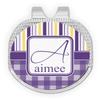 YouCustomizeIt Personalized Purple Gingham & Stripe Golf Ball Marker - Hat Clip - Silver view 1