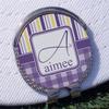 YouCustomizeIt Personalized Purple Gingham & Stripe Golf Ball Marker - Hat Clip - Silver view 3
