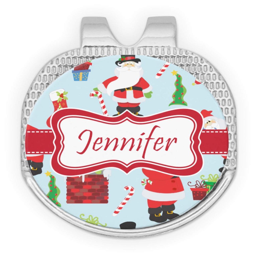 YouCustomizeIt Personalized Santa and Presents Golf Ball Marker - Hat Clip - Silver