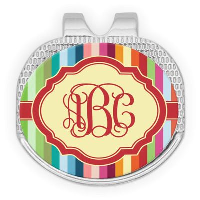 YouCustomizeIt Personalized Retro Vertical Stripes Golf Ball Marker - Hat Clip - Silver