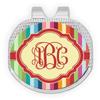 YouCustomizeIt Personalized Retro Vertical Stripes Golf Ball Marker - Hat Clip - Silver view 1