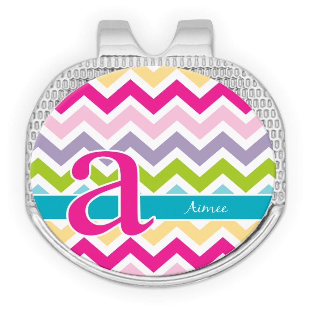 YouCustomizeIt Personalized Colorful Chevron Golf Ball Marker - Hat Clip - Silver