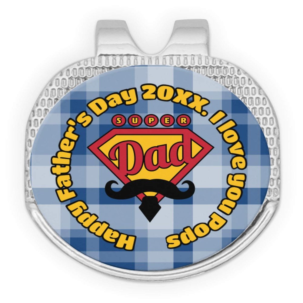 YouCustomizeIt Personalized Hipster Dad Golf Ball Marker - Hat Clip - Silver