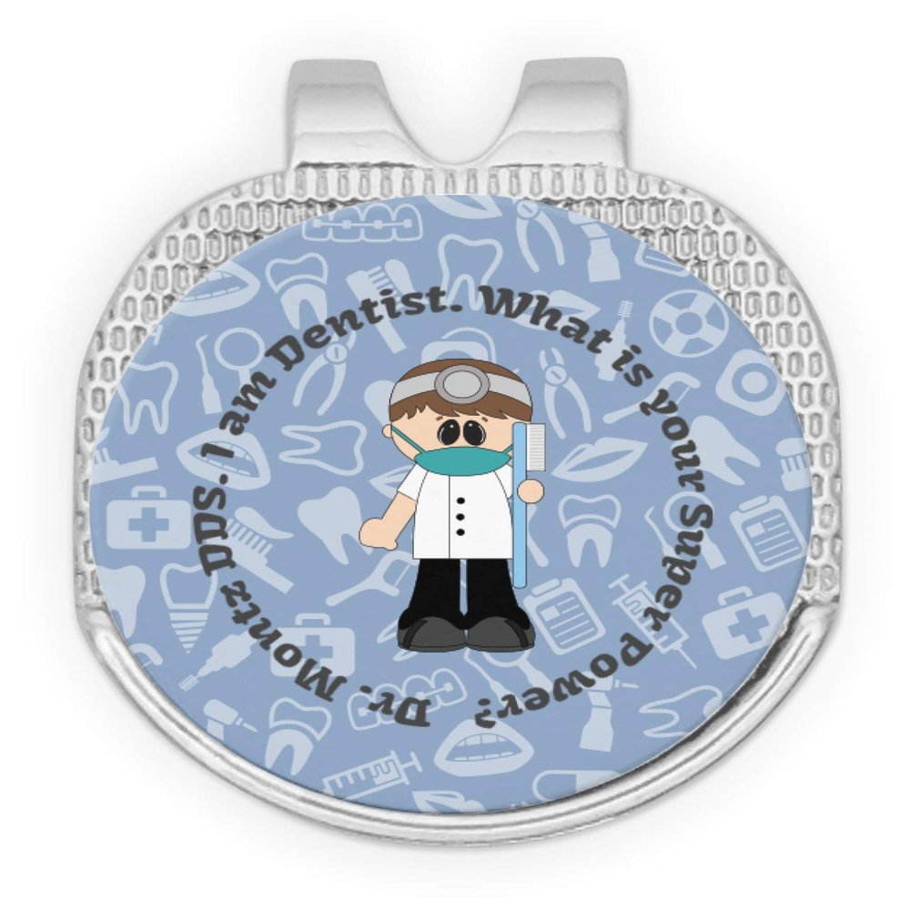 RNK Shops Personalized Dentist Golf Ball Marker - Hat Clip - Silver