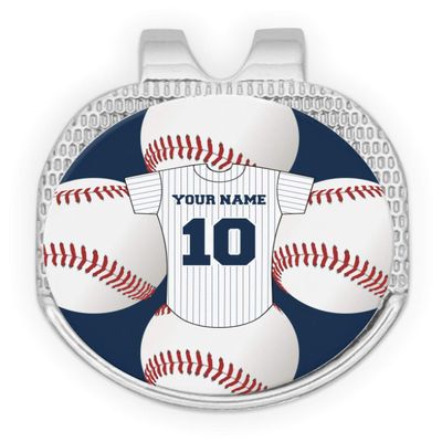 YouCustomizeIt Personalized Baseball Jersey Golf Ball Marker - Hat Clip - Silver