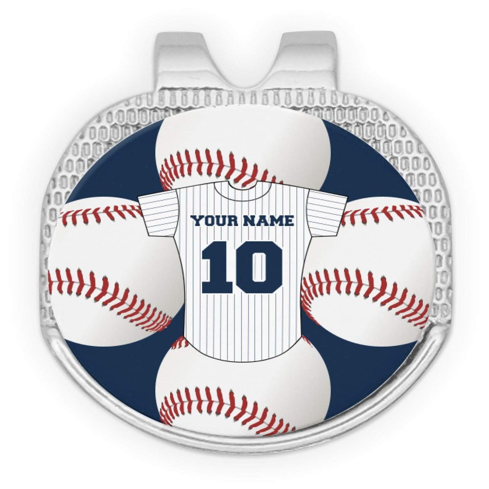 YouCustomizeIt Personalized Baseball Jersey Golf Ball Marker - Hat Clip - Silver