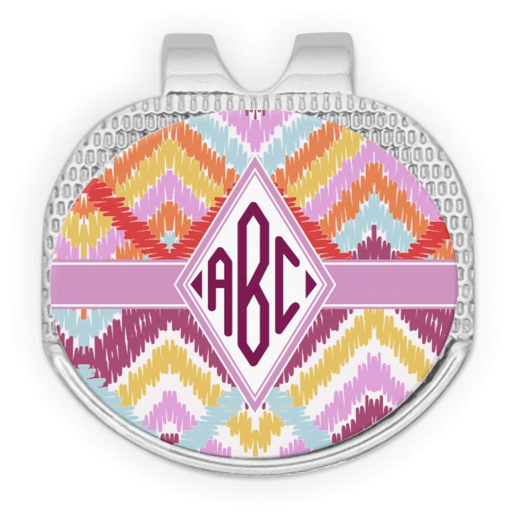 YouCustomizeIt Personalized Ikat Chevron Golf Ball Marker - Hat Clip - Silver