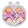YouCustomizeIt Personalized Ikat Chevron Golf Ball Marker - Hat Clip - Silver view 1