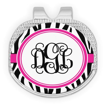 YouCustomizeIt Personalized Zebra Print Golf Ball Marker - Hat Clip - Silver